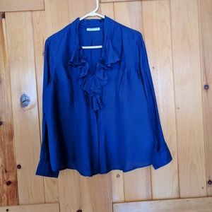 Coldwater Creek ruffle front shimner shirt NWT